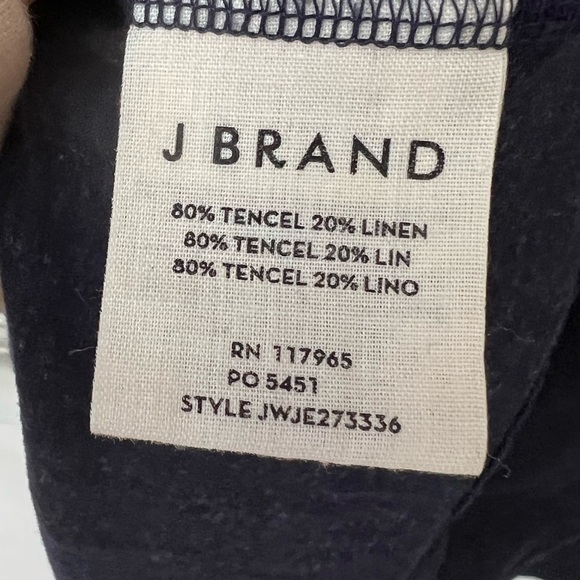 J BRAND Women's Navy Blue Short Sleeve Crop Top Linen Blend Size Small - Picture 4 of 4